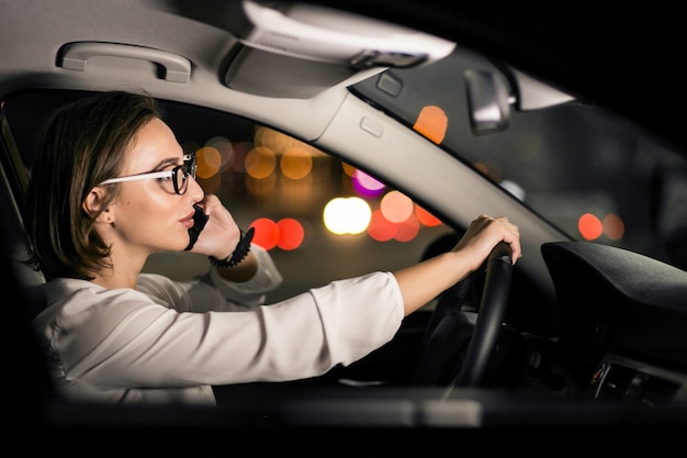 Business woman in car