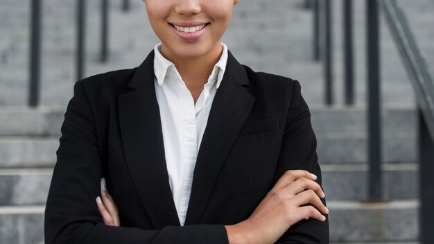 Business woman smiling close up