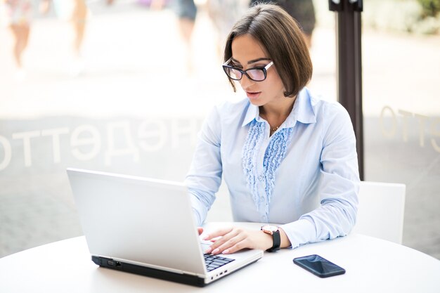 Business woman with laptop