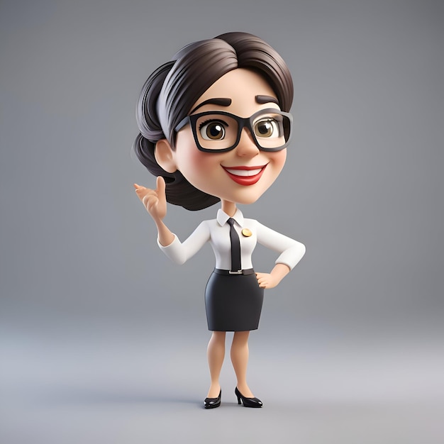 Business woman with smile on her face 3d render illustration