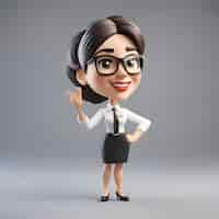 Free photo business woman with smile on her face 3d render illustration