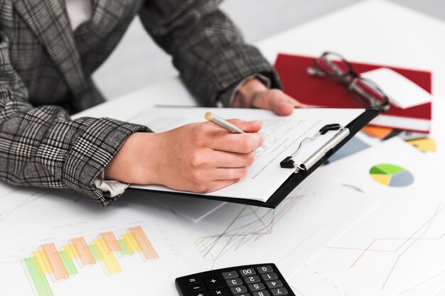 business woman working in a office desktop