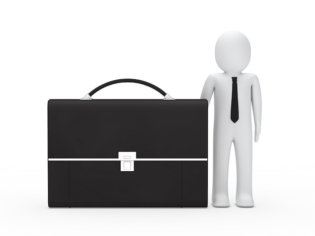 Businessman next to a black briefcase