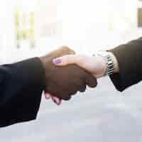 Free photo businessman and businesswoman shaking hands