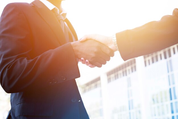 Free Photo businessman and businesswoman shaking hands
