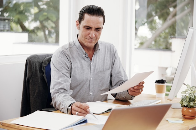 Businessman busy with work