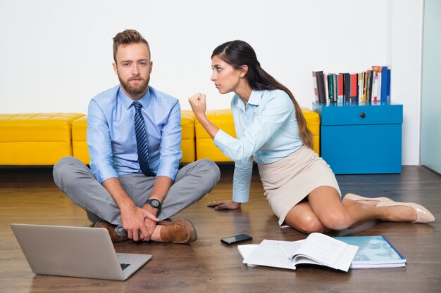 businessman cooperation team female fist