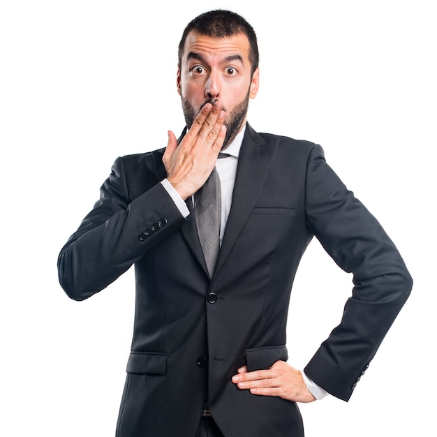 Free photo businessman doing surprise gesture