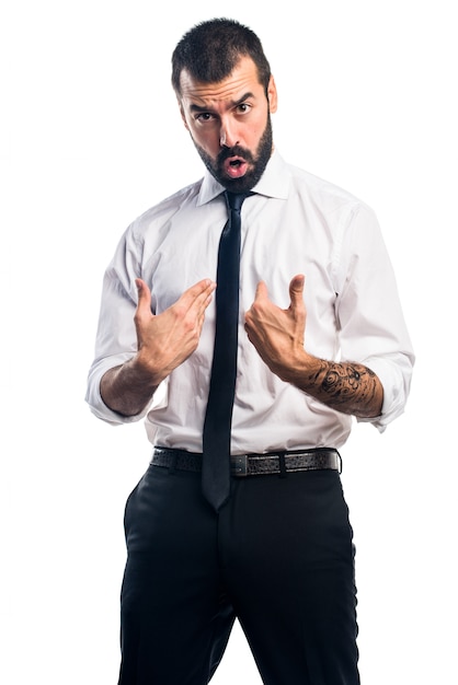 Free photo businessman doing surprise gesture