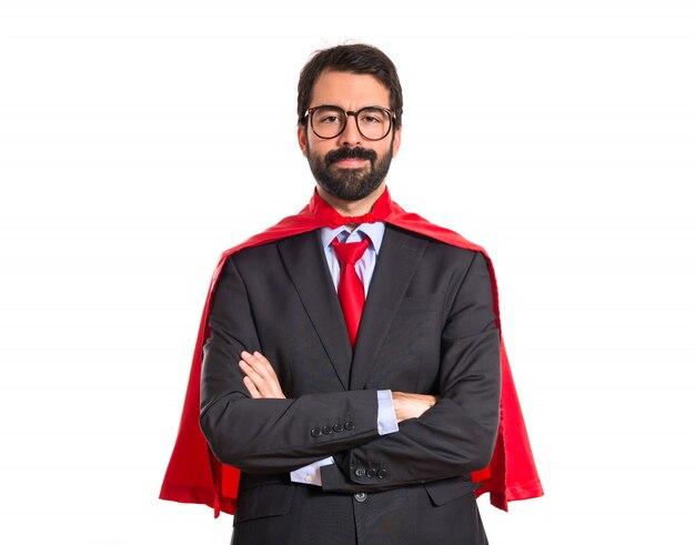 Бизнесмен одет как супергерой