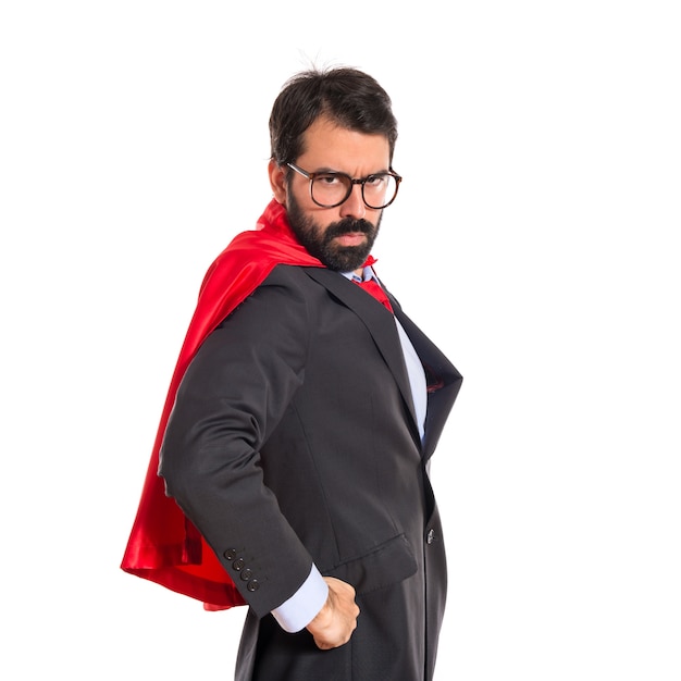 Businessman dressed like superhero