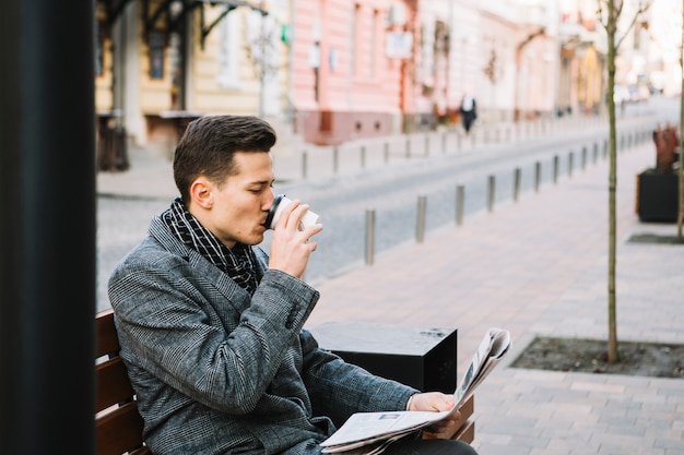 Businessman drinking coffee