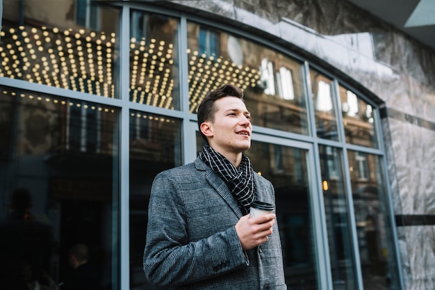 Businessman drinking coffee