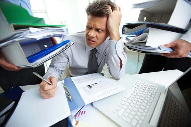 Businessman having a headache