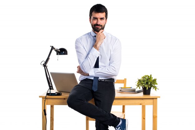 Businessman in his office thinking