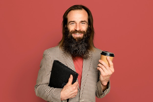 Businessman holding coffee cup