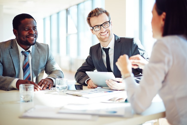 Businessman holding tablet in the meeting