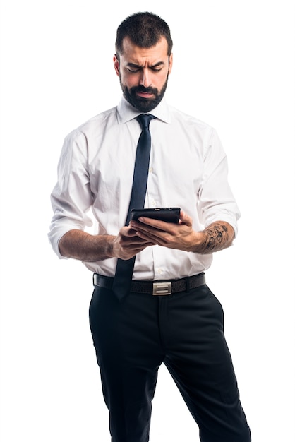 Businessman holding a tablet