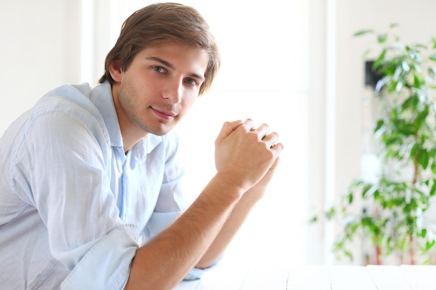 businessman at home using laptop