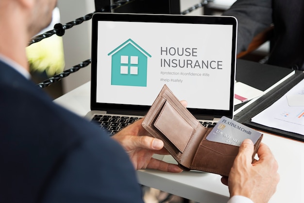 Businessman on house insurance