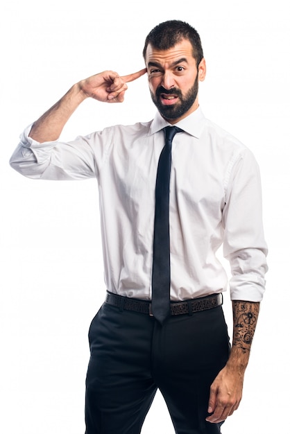 Businessman making crazy gesture