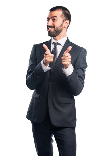 Businessman pointing to the front