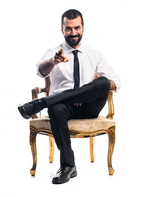 Businessman pointing to the front