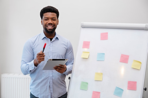 Businessman presenting his project to colleagues