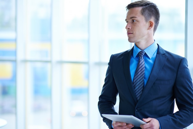 Businessman profile looking to the left