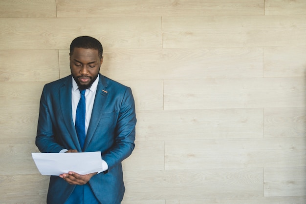 Businessman reading document