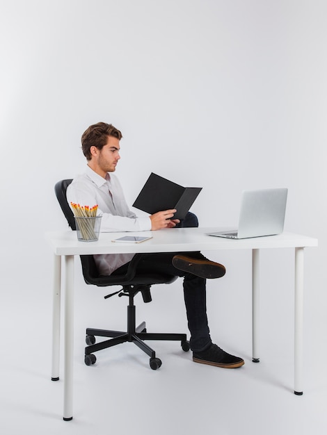 Businessman reading in the office