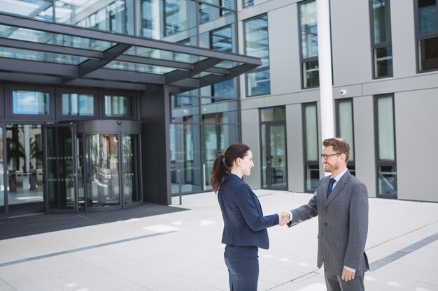 Businessman shaking hands with colleague