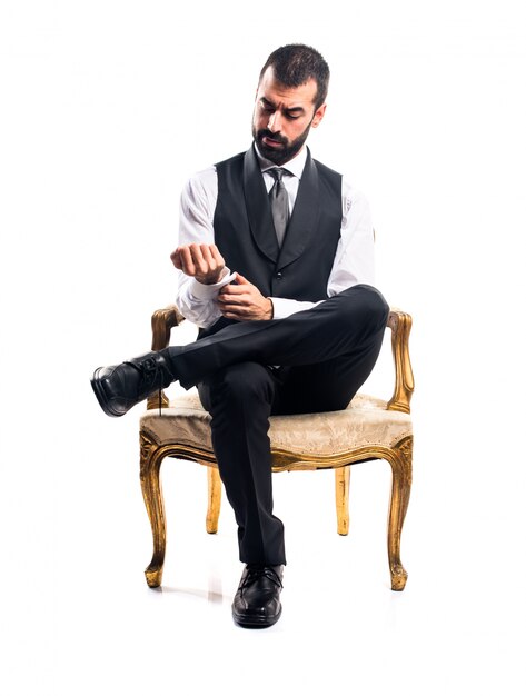 Businessman sitting on armchair