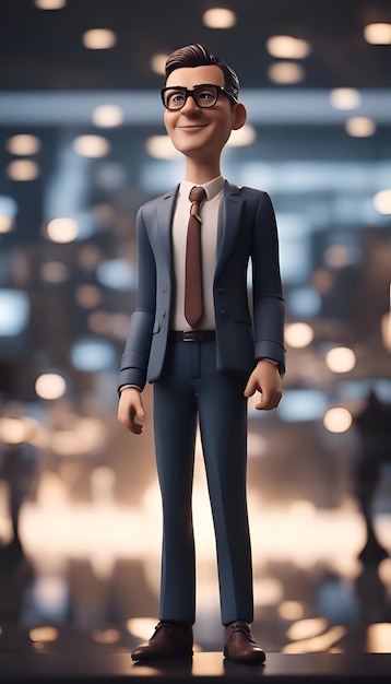бизнесмен в костюме и очках, стоящий с руками в карманах