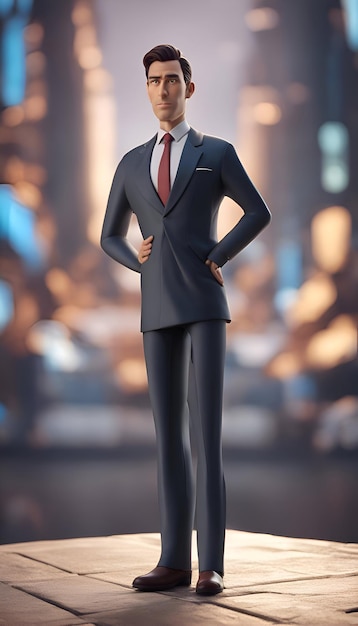 Free photo businessman in suit standing with hands on hips and looking at camera