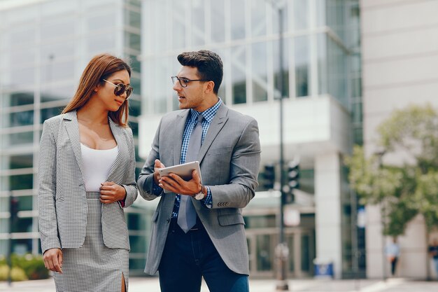 businessman in a summer city