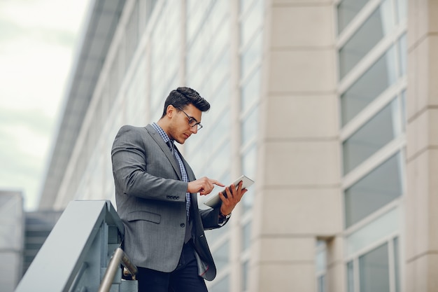 businessman in a summer city