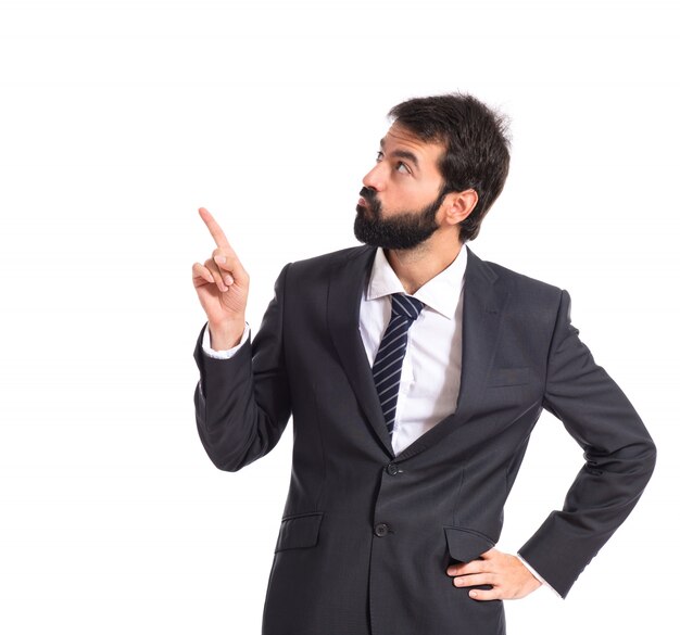 Businessman thinking over isolated white background