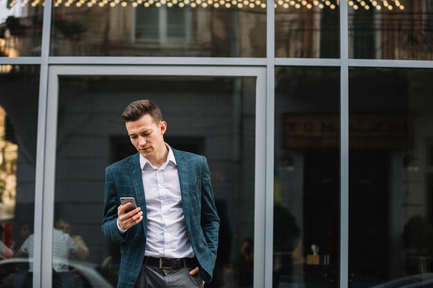 Businessman using smartphone