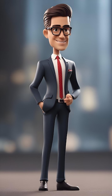Free photo businessman wearing glasses and a suit standing with his hands on his hips