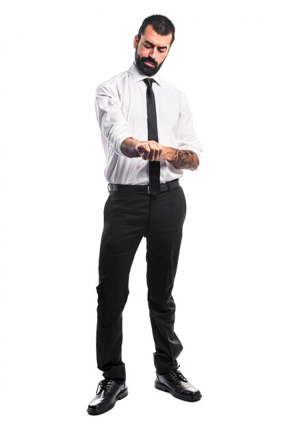 Businessman over white background