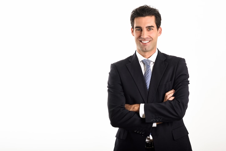 Free Photo businessman with arms crossed and smiling