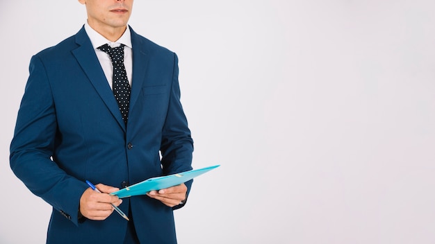 Businessman with clipboard