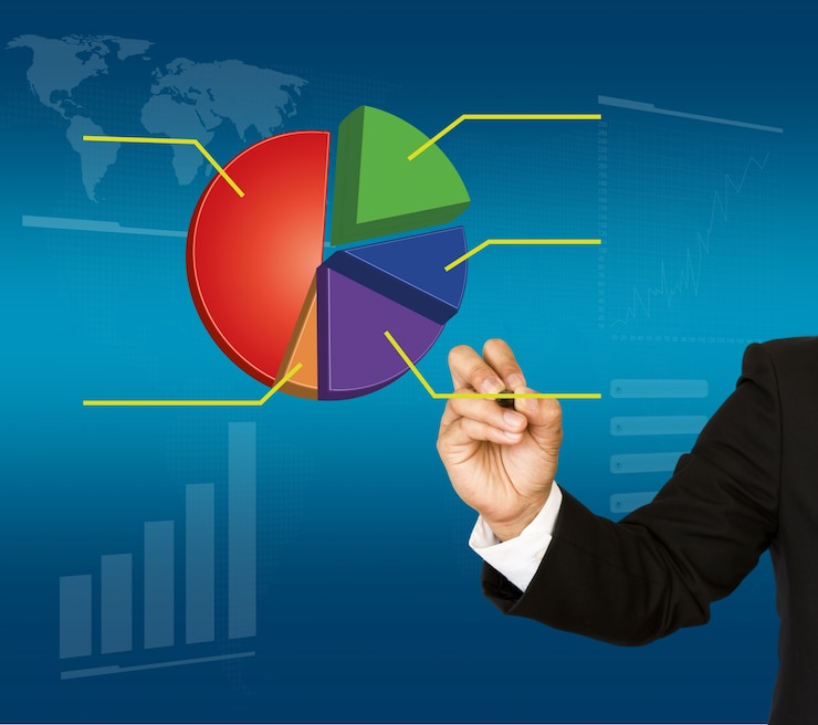 मुफ़्त फोटो businessman with a colorful graph