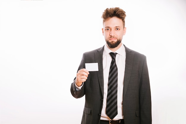 Businessman with empty card