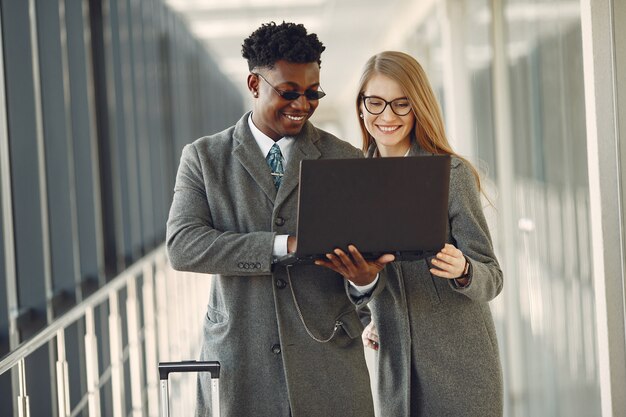 Businessman with his partner working in a office