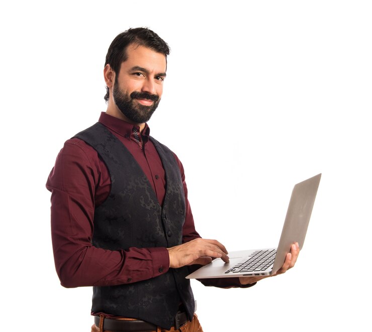Free Photo businessman with laptop