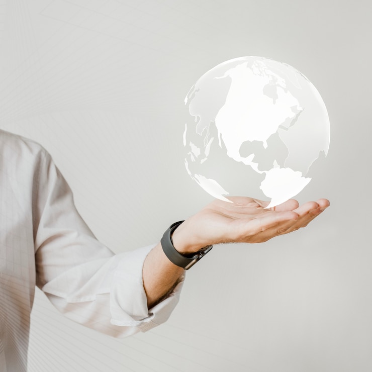 Free Photo businessman with the world in his hand
