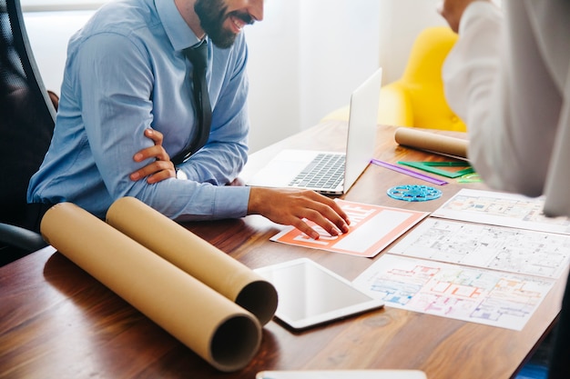 Businessman working at desk