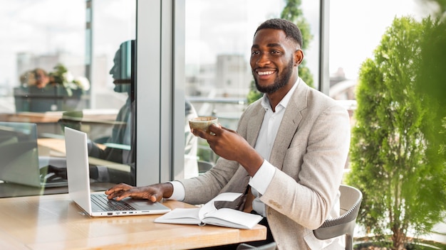 Businessman working on laptop